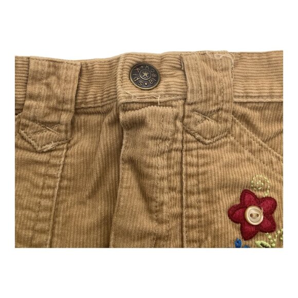Koala Kids Baby Girl Corduroy Skirt 12M With Floral Embroidery & Pockets Brown - Picture 7 of 11